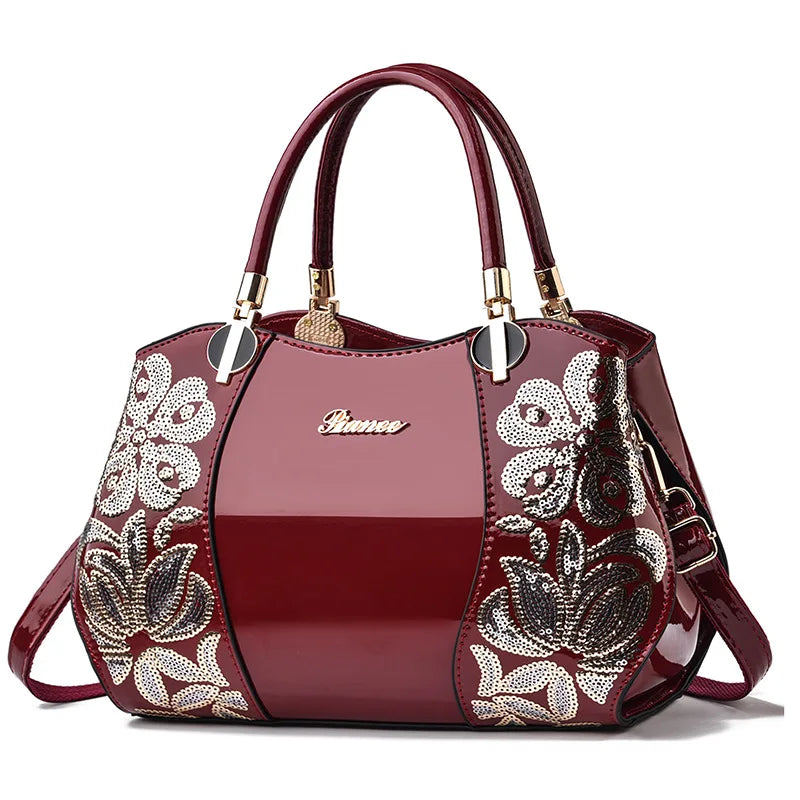 New Patent Leather Shiny Women Bag Fashion Luxury Design Atmospheric Handbag Large Capacity Women's Shoulder Messenger Bag