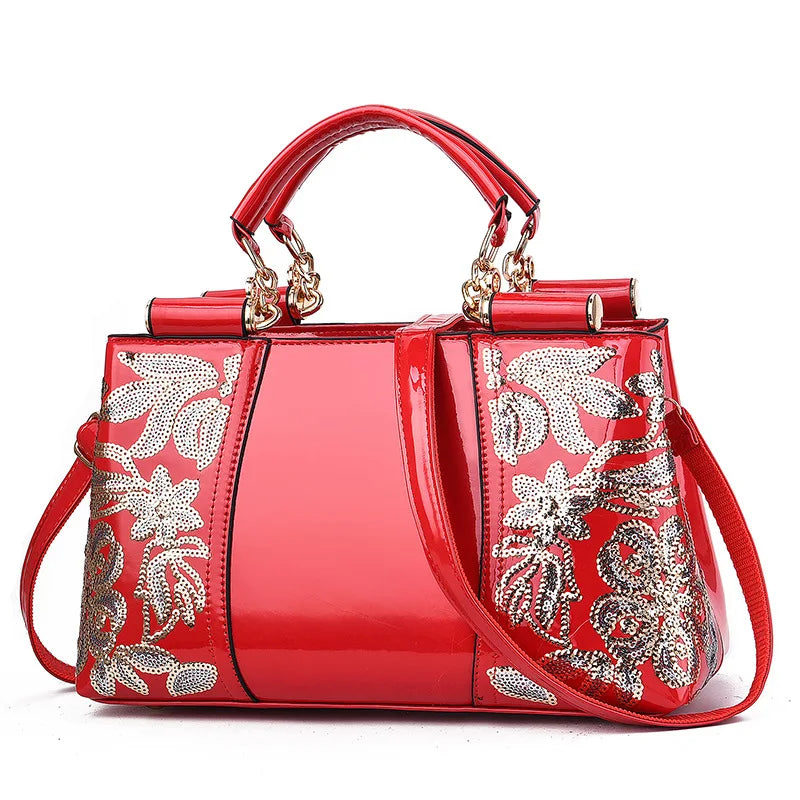 New Patent Leather Shiny Women Bag Fashion Luxury Design Atmospheric Handbag Large Capacity Women's Shoulder Messenger Bag