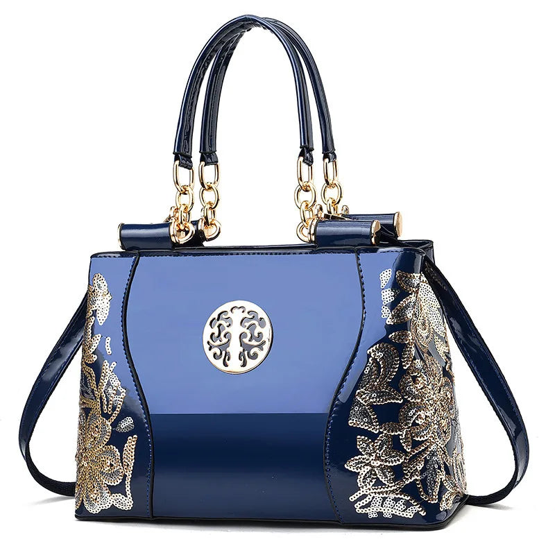 New Patent Leather Shiny Women Bag Fashion Luxury Design Atmospheric Handbag Large Capacity Women's Shoulder Messenger Bag