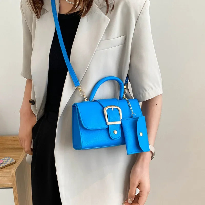 New 2025 Spring Women Bag Diamond Thick Chain Handbags Small Square Shoulder Messenger Bag Klein Blue Fashion Crossbody Bag