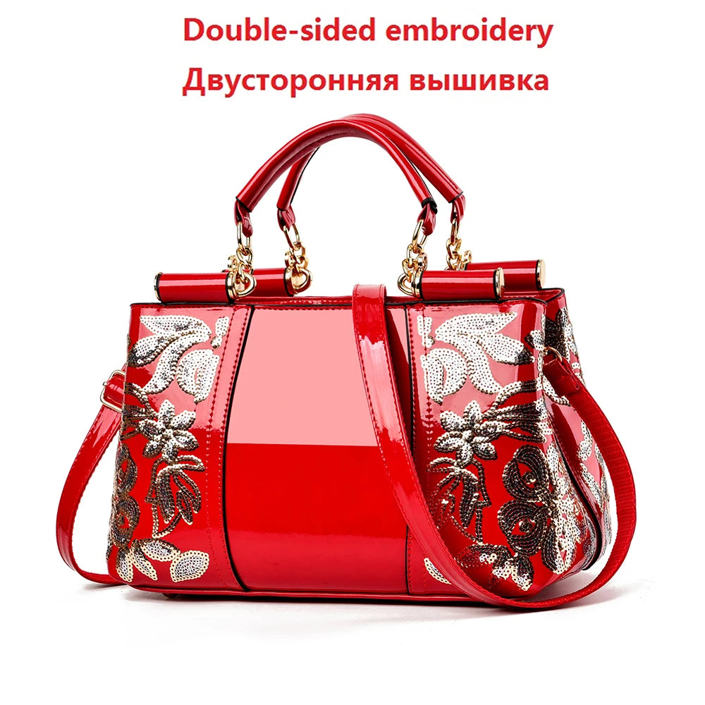 New Patent Leather Shiny Women Bag Fashion Luxury Design Atmospheric Handbag Large Capacity Women's Shoulder Messenger Bag