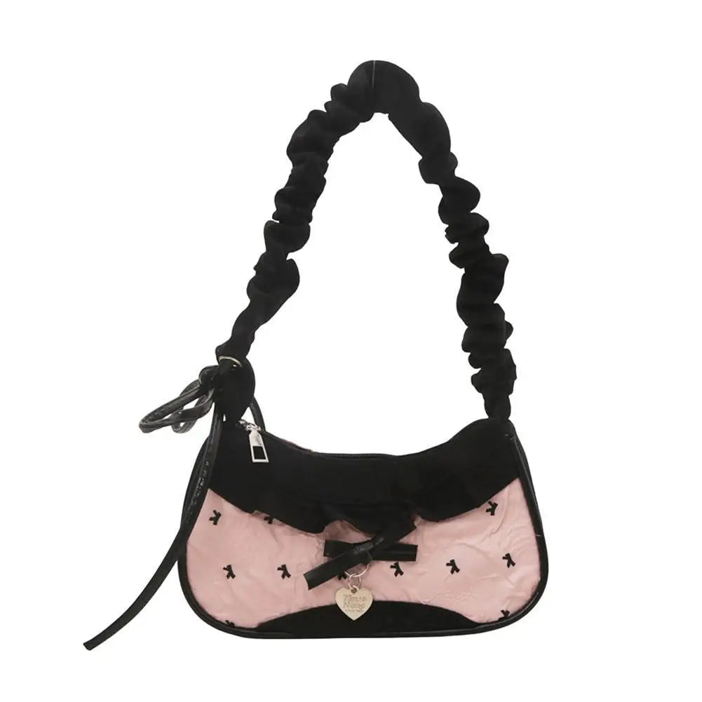 New Fashion Grid Women Bag Lace Ribbon Stretchable Shoulder Strap Single Shoulder Underarm Bag Daily Commuting Student Handbag