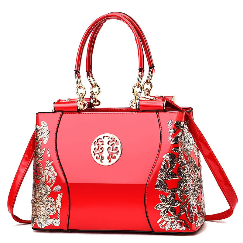 New Patent Leather Shiny Women Bag Fashion Luxury Design Atmospheric Handbag Large Capacity Women's Shoulder Messenger Bag