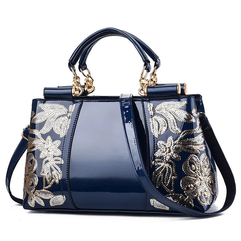 New Patent Leather Shiny Women Bag Fashion Luxury Design Atmospheric Handbag Large Capacity Women's Shoulder Messenger Bag