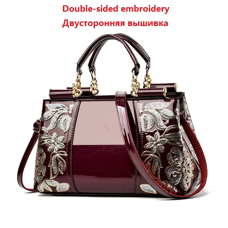 New Patent Leather Shiny Women Bag Fashion Luxury Design Atmospheric Handbag Large Capacity Women's Shoulder Messenger Bag