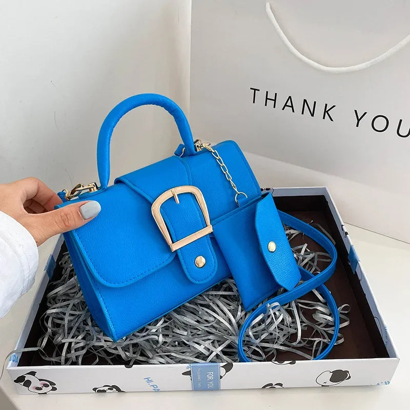 New 2025 Spring Women Bag Diamond Thick Chain Handbags Small Square Shoulder Messenger Bag Klein Blue Fashion Crossbody Bag