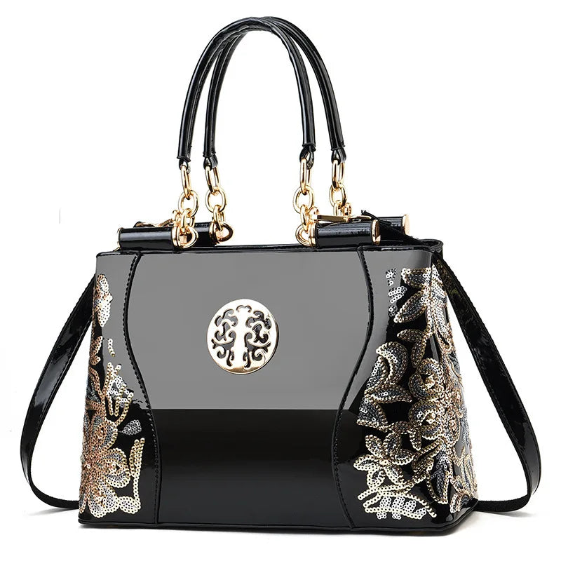 New Patent Leather Shiny Women Bag Fashion Luxury Design Atmospheric Handbag Large Capacity Women's Shoulder Messenger Bag